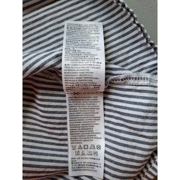 Gap Womens Peasant Top XS Blue Striped Embroidered 3/4 Bell Sleeves Boho - Picture 5 of 7